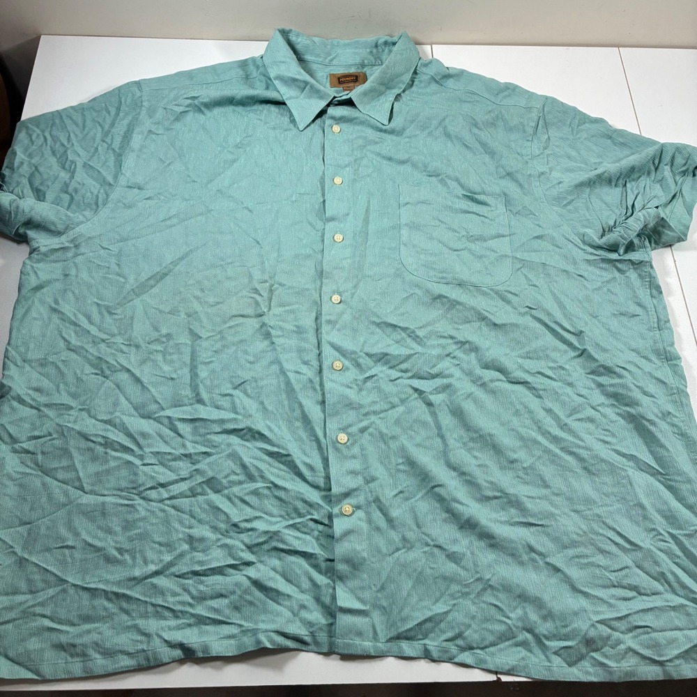 LOT of 2 Foundry Button Up Camp Shirts 4XL Blue Teal 2 Pack Rayon Blend - Picture 2 of 10